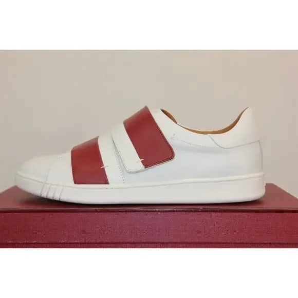 NIB BALLY WILLET WHITE RED LEATHER LOGO SWISS SNEAKERS 12 US 45 ITALY